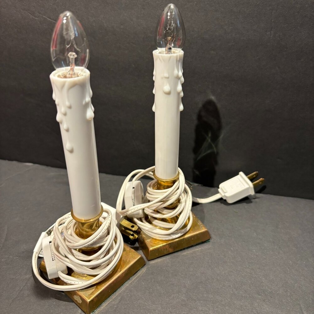 Vintage Plug-In Christmas Candles – Dripped Wax Look, Warm Glow, Set of 2